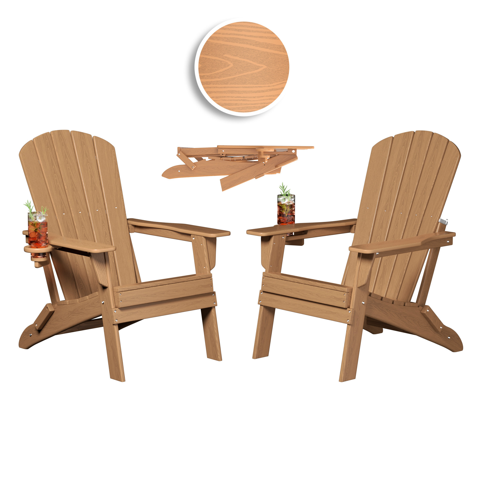 Firepit Chairs 5 Piece Fire Pit And HDPE Folding Adirondack